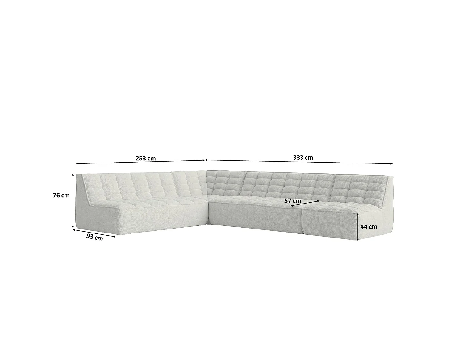 Divano angolare modulare a L, tessuto peluche Pop, bianco ghiaccio, destra, LAZY L