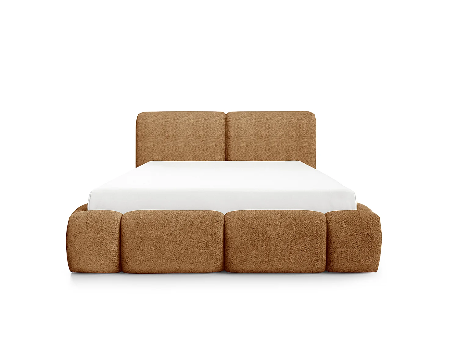 Letto imbottito con contenitore, tessuto bouclé Coral, toffee, 180x200 cm, ABIK