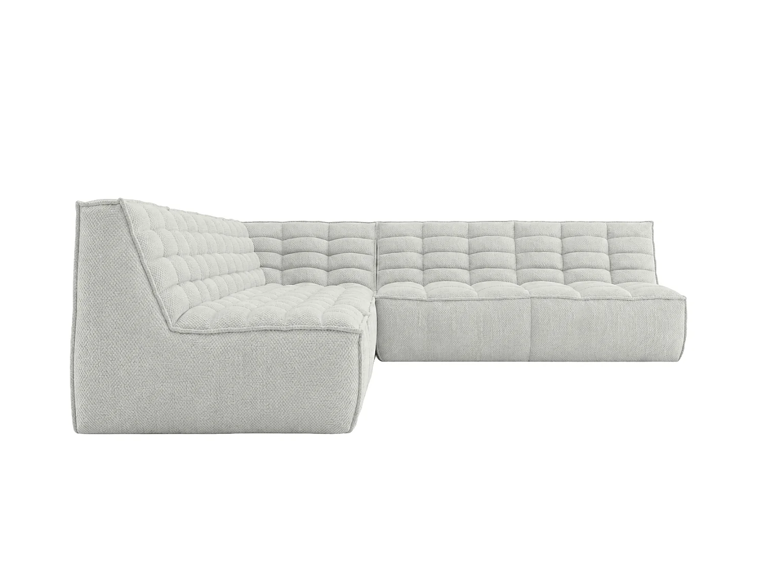 Canapé d’angle modulable en L, tissu peluche Pop, blanc glacé, gauche, LAZY L