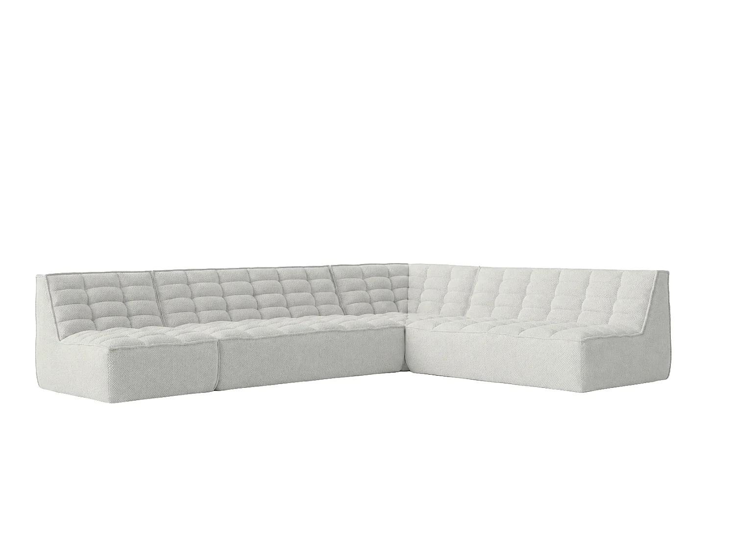 Canapé d’angle modulable en L, tissu peluche Pop, blanc glacé, gauche, LAZY L