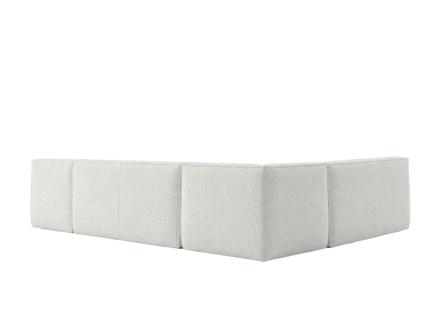 Canapé d’angle modulable en L, tissu peluche Pop, blanc glacé, gauche, LAZY L