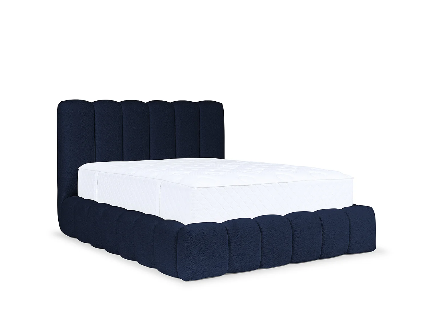 Lit rembourré avec coffre de rangement, tissu chenille Catch Me, bleu marine, 120x200 cm, CANDE