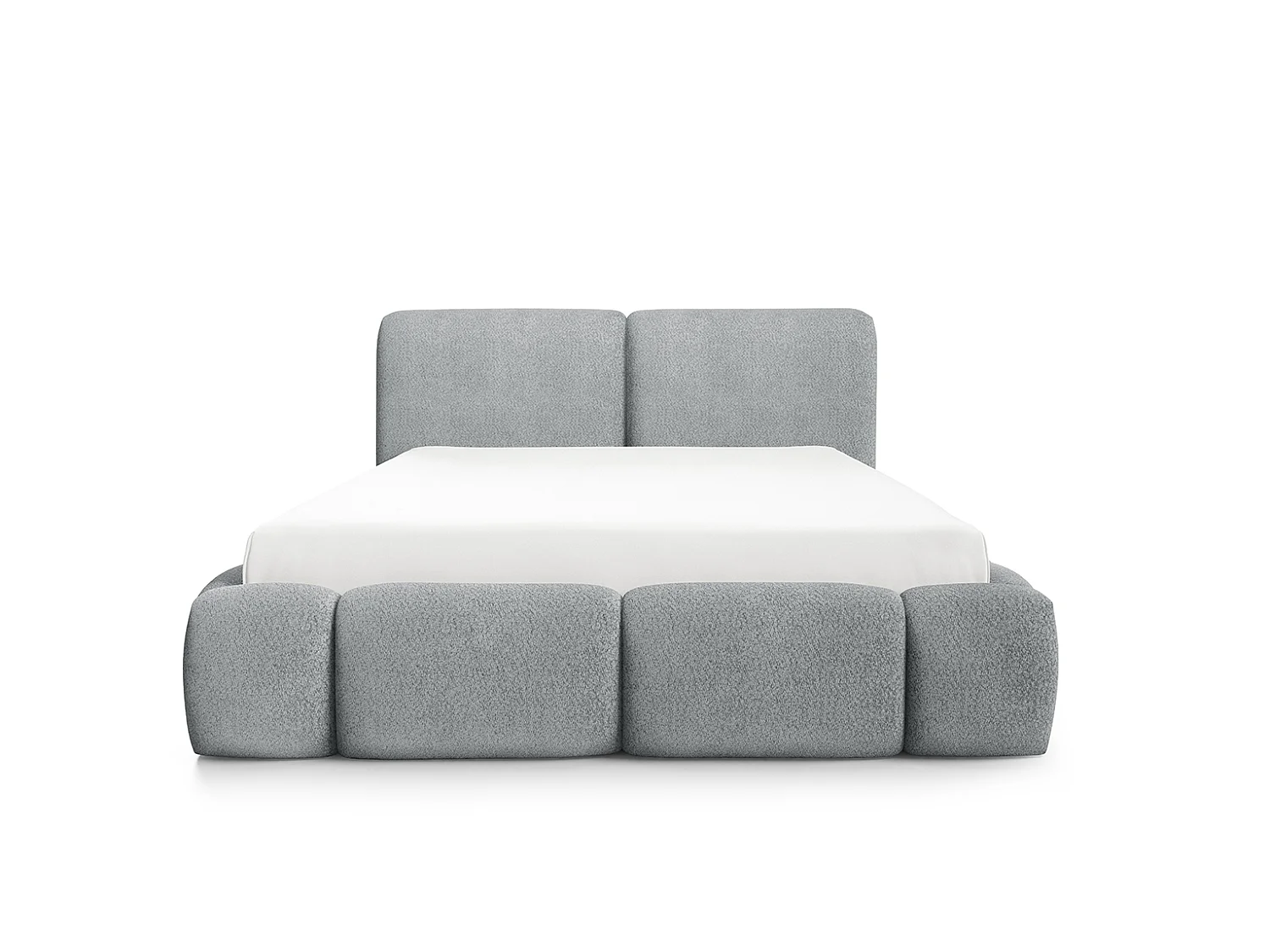 Letto imbottito con contenitore, tessuto bouclé Coral, grigio, 120x200 cm, ABIK