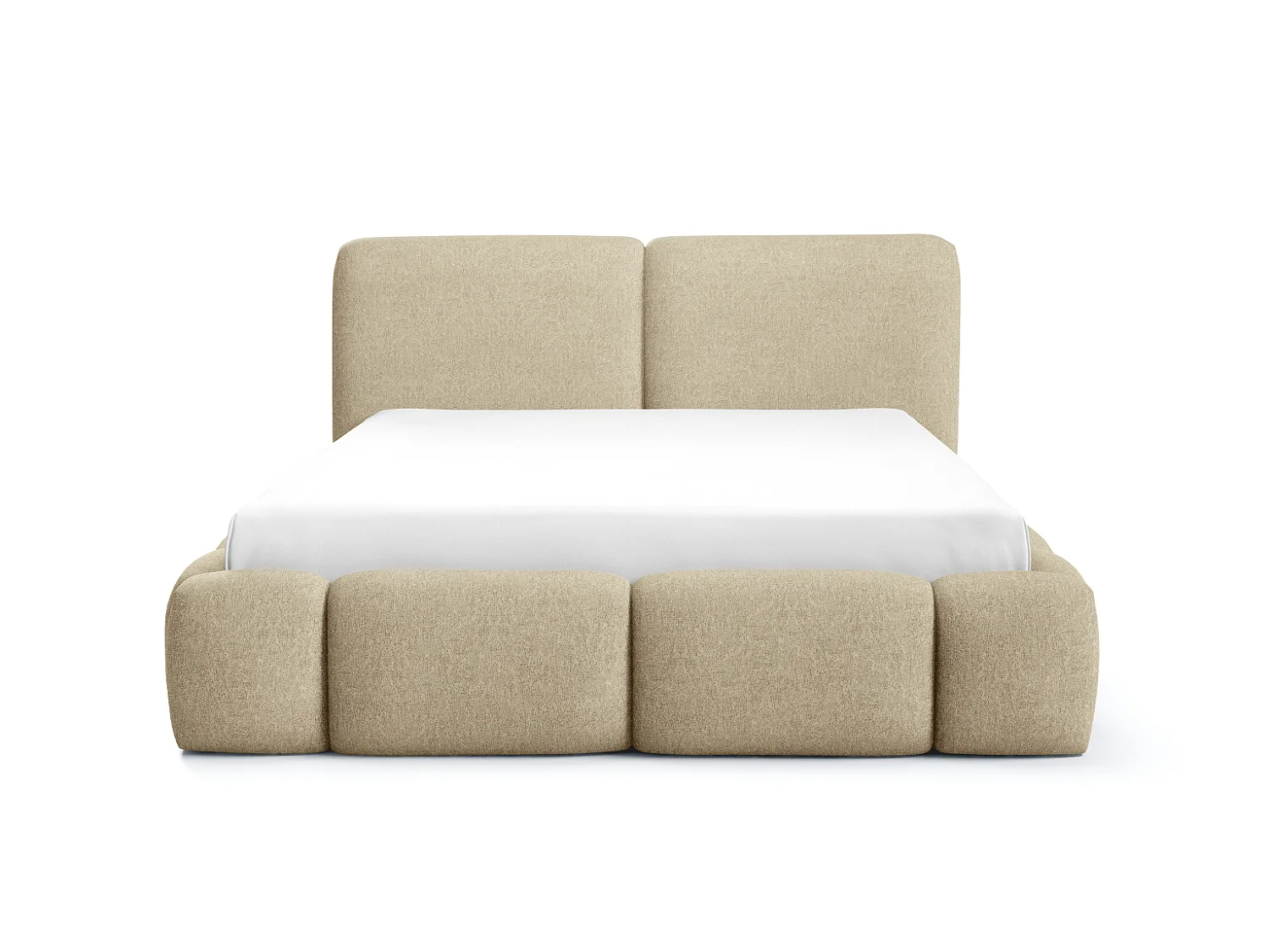 Polsterbett mit bettkasten, Stoff Doha, Beige, 140x200 cm, ABIK