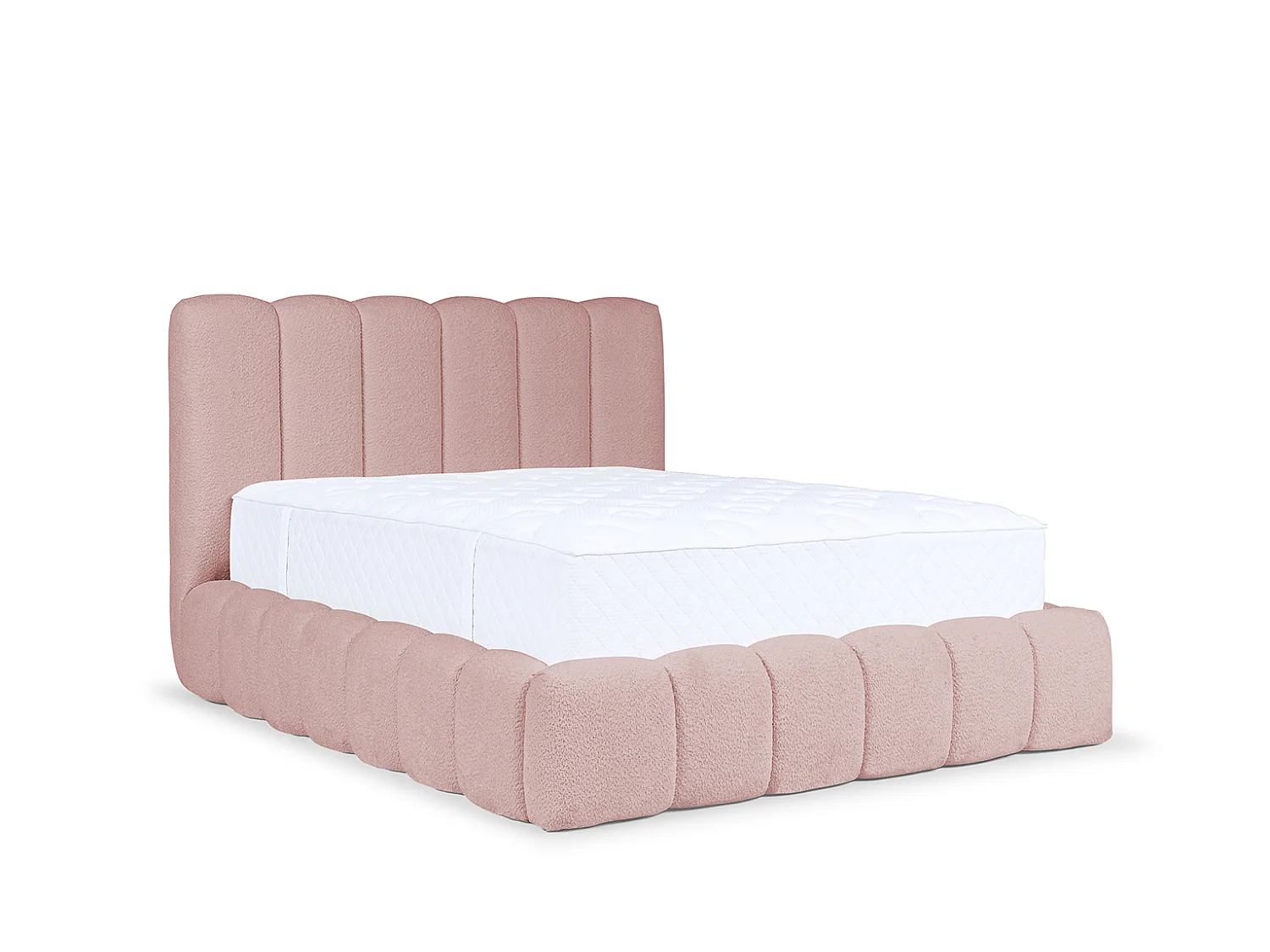 Lit rembourré avec coffre de rangement, tissu chenille Catch Me, rose, 160x200 cm, CANDE