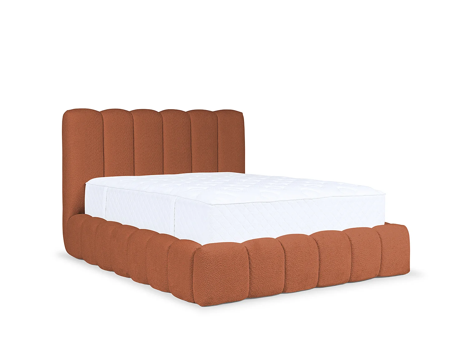 Lit rembourré avec coffre de rangement, tissu chenille Catch Me, orange, 180x200 cm, CANDE