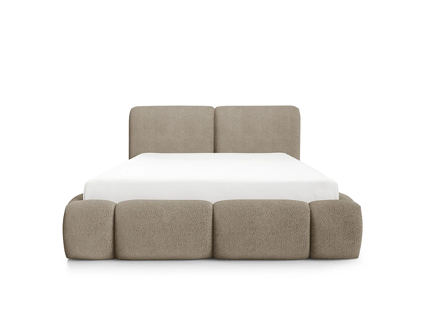 Letto imbottito con contenitore, tessuto bouclé Coral, taupe, 160x200 cm, ABIK