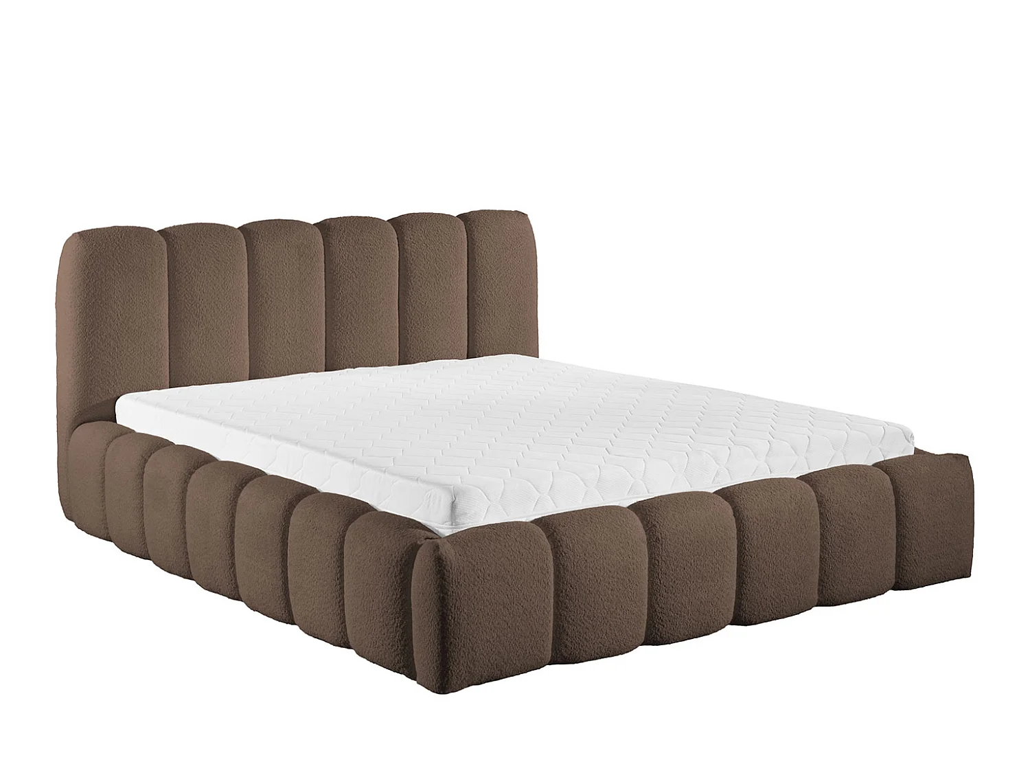 Lit rembourré avec coffre de rangement, tissu chenille Catch Me, marron, 140x200 cm, MICANDI
