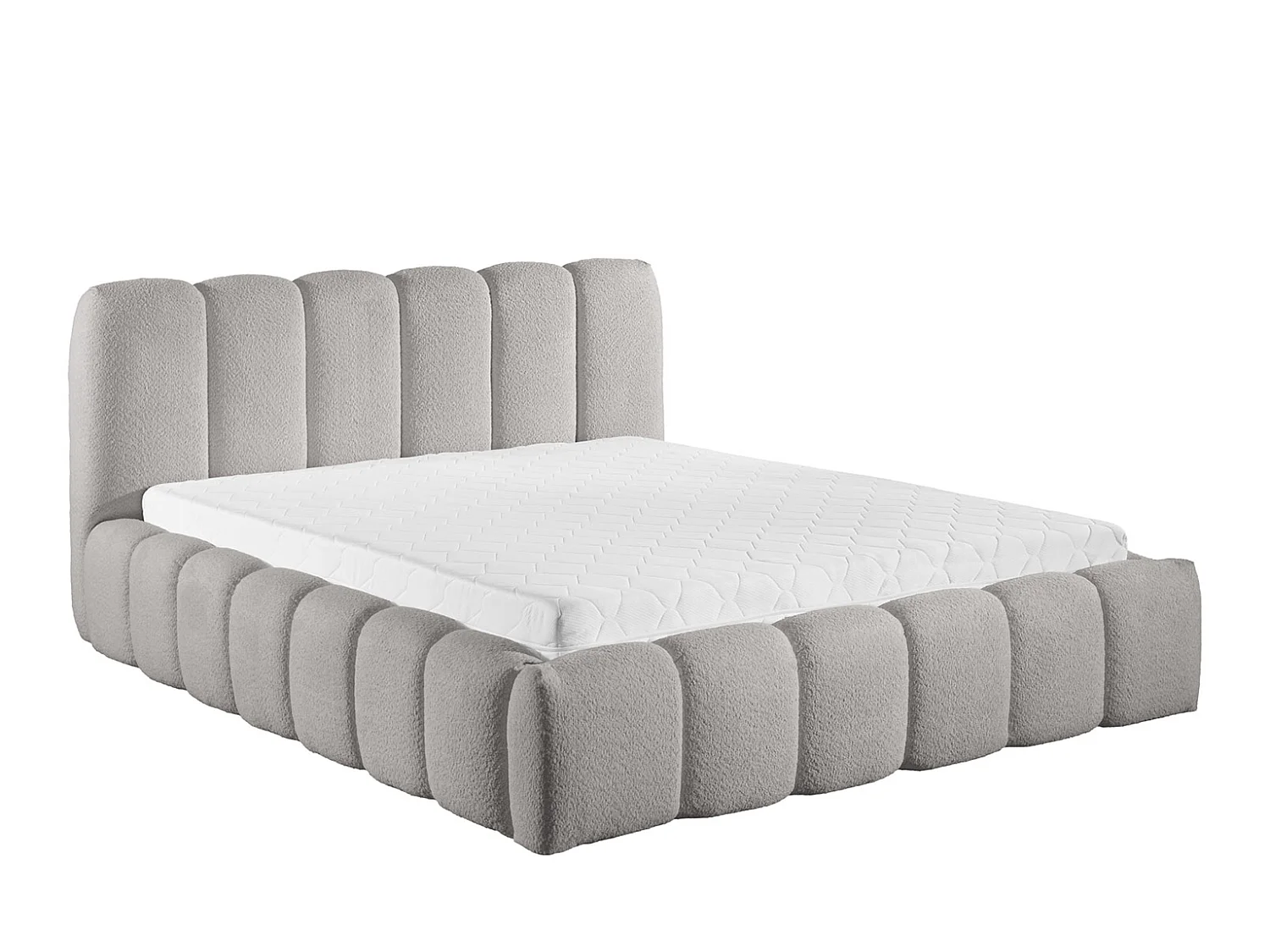Letto imbottito con contenitore, tessuto ciniglia Catch Me, Acciaio, 180x200 cm, MICANDI