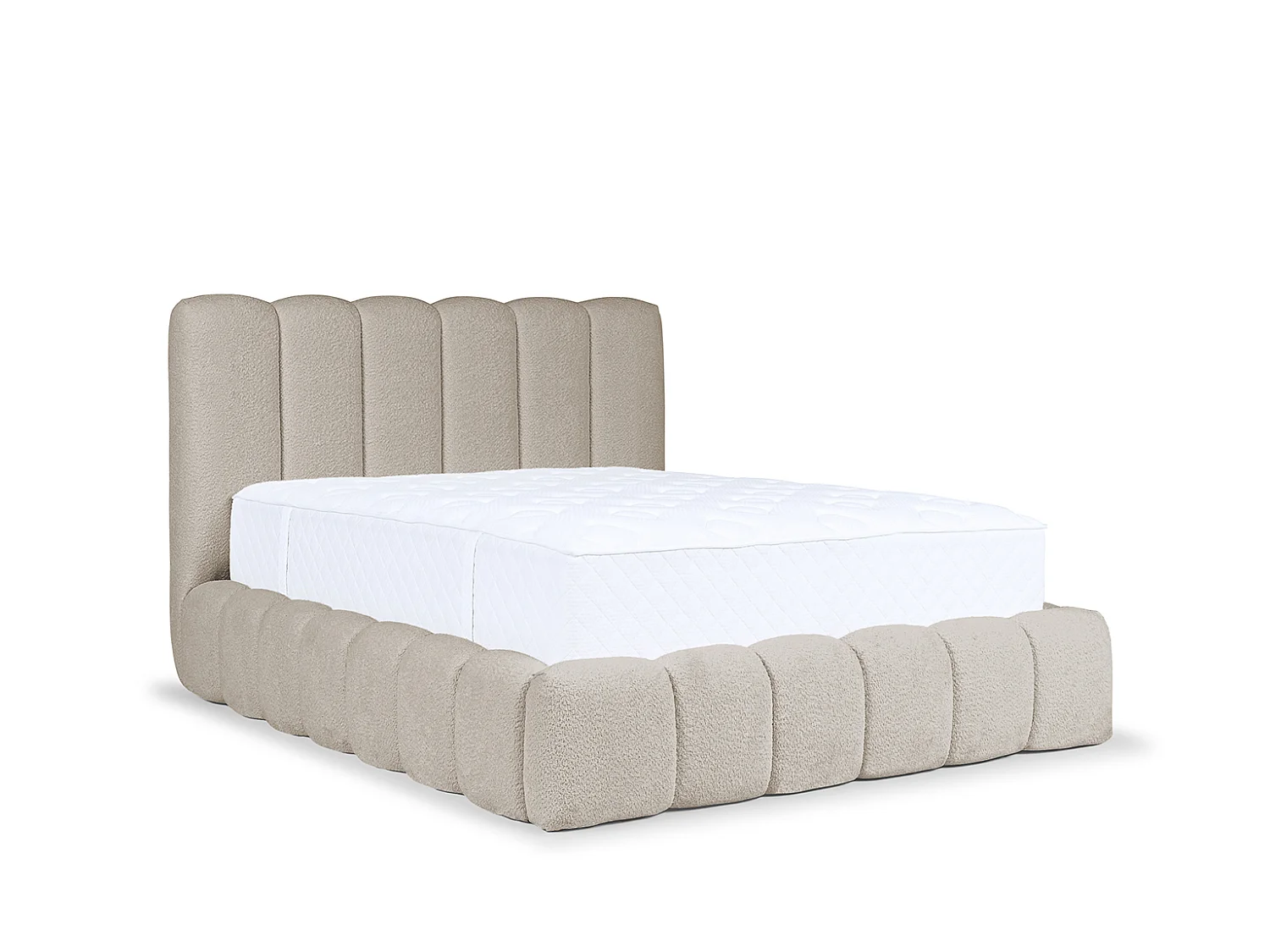 Lit rembourré avec coffre de rangement, tissu chenille Catch Me, beige, 180x200 cm, CANDE