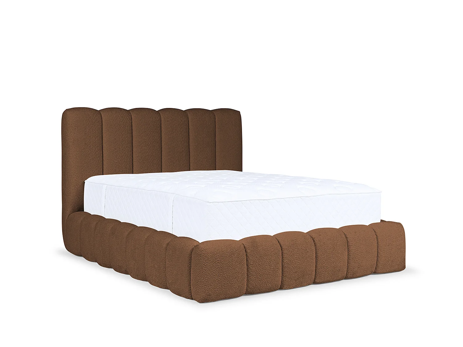 Lit rembourré avec coffre de rangement, tissu chenille Catch Me, marron, 200x200 cm, CANDE