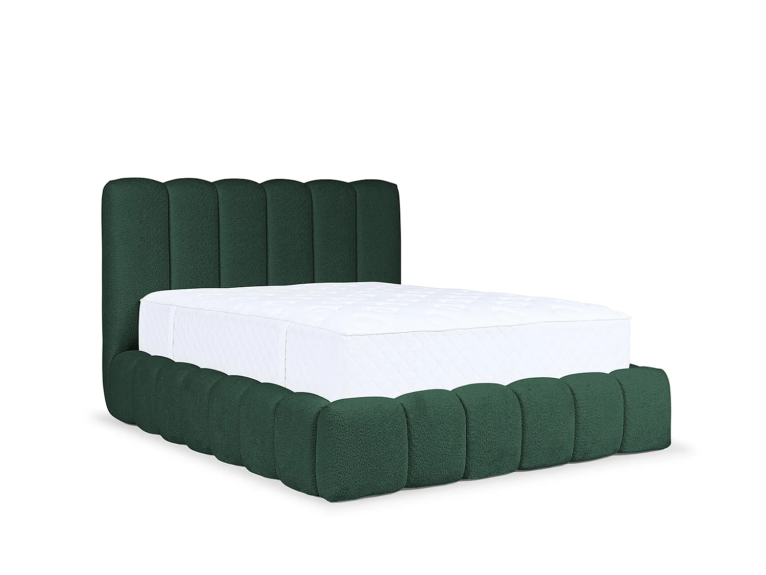 Lit rembourré avec coffre de rangement, tissu chenille Catch Me, vert, 140x200 cm, CANDE