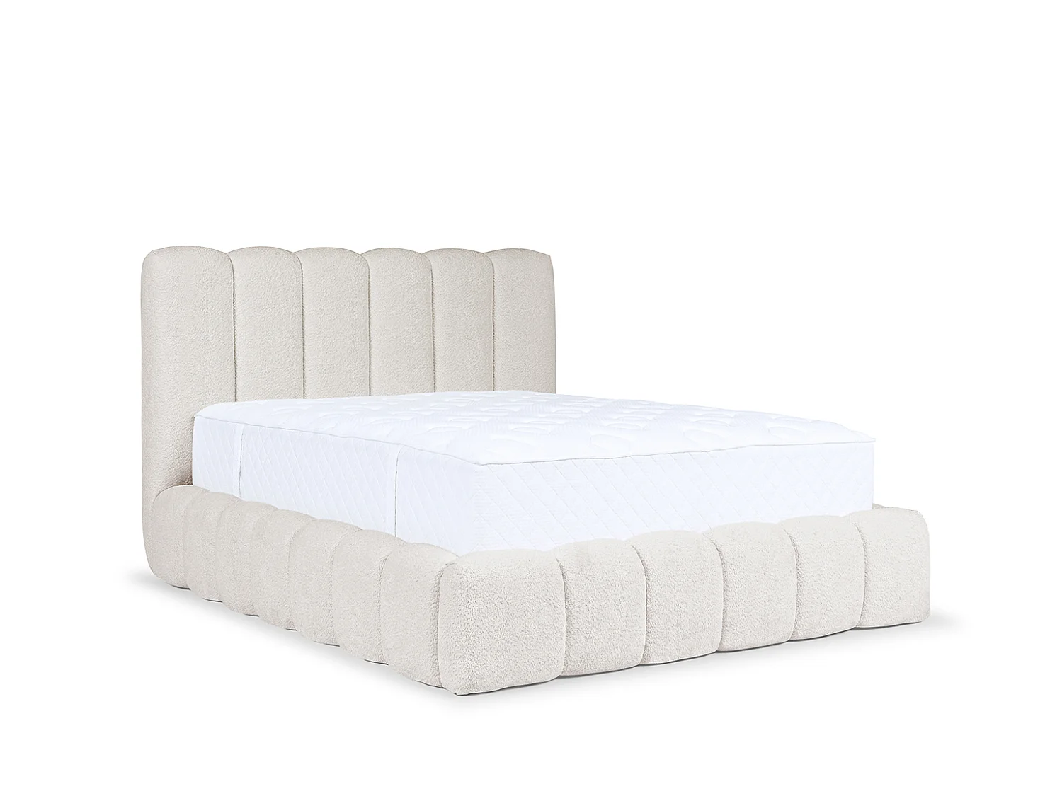Lit rembourré avec coffre de rangement, tissu chenille Catch Me, crème, 120x200 cm, CANDE