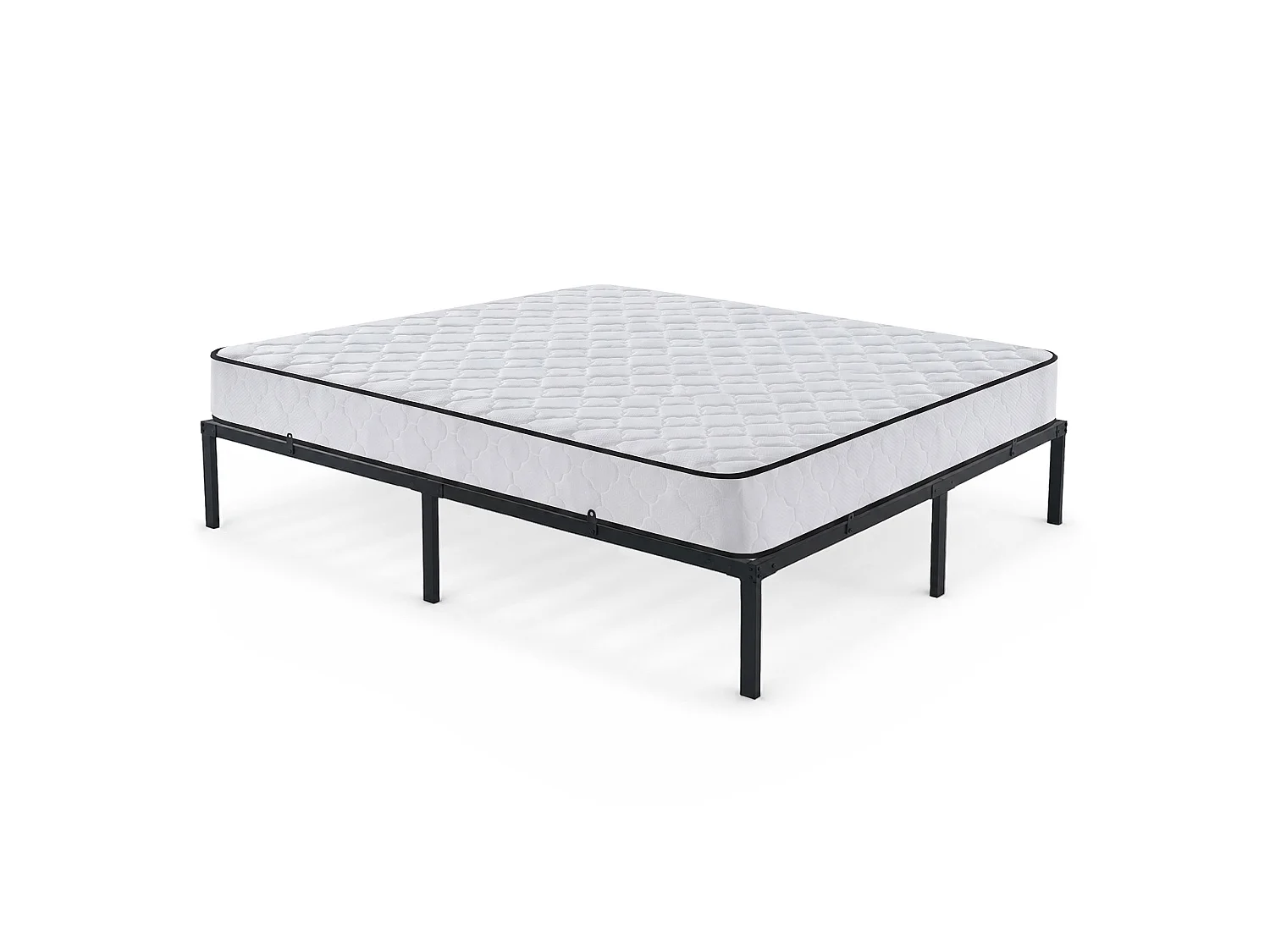 Klapbaar metalen bedframe met matras 160x200 cm Zwart Logeerbed Lattenbodem 9 poten 20 latten