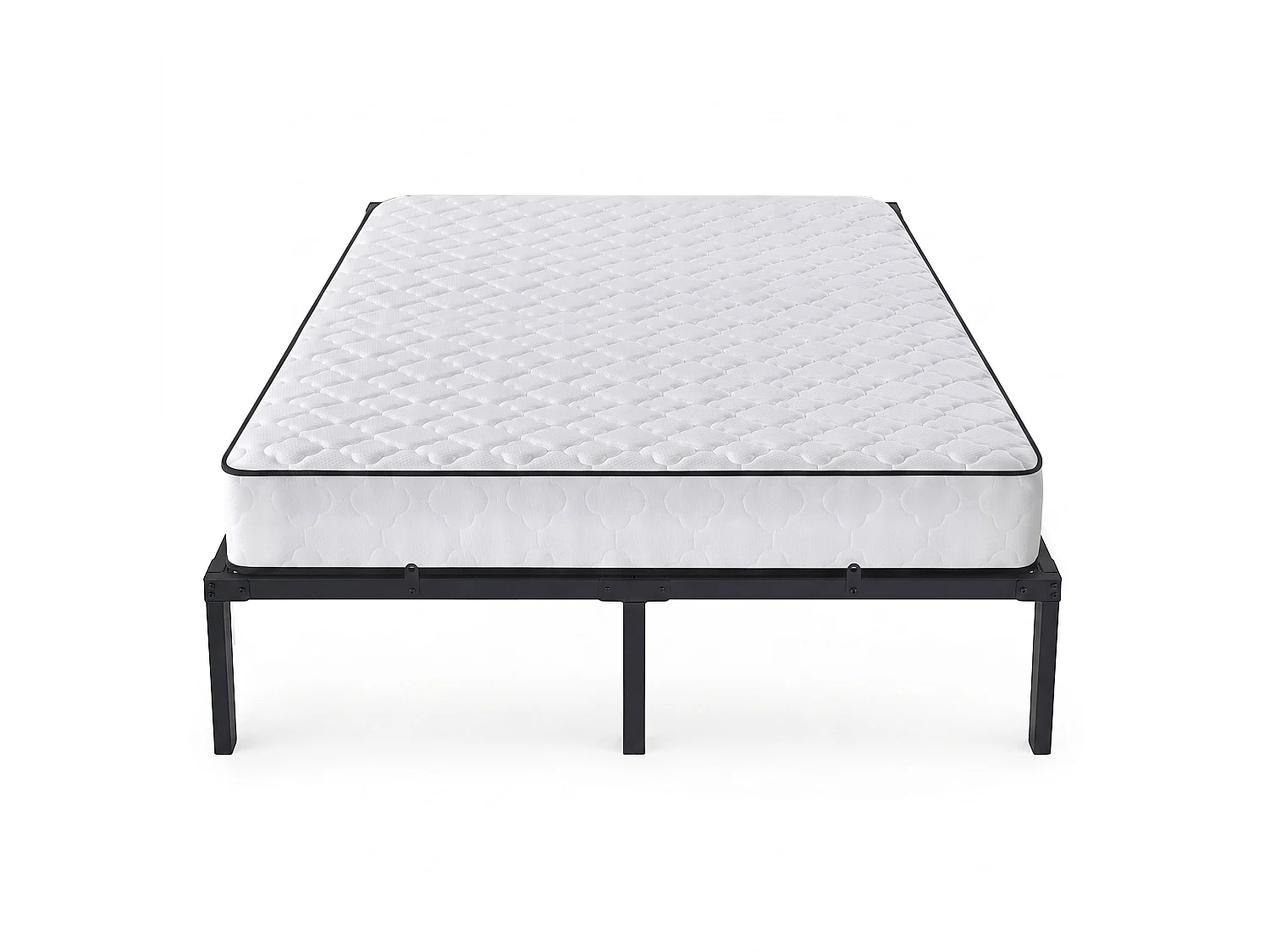 Klapbaar metalen bedframe met matras 160x200 cm Zwart Logeerbed Lattenbodem 9 poten 20 latten