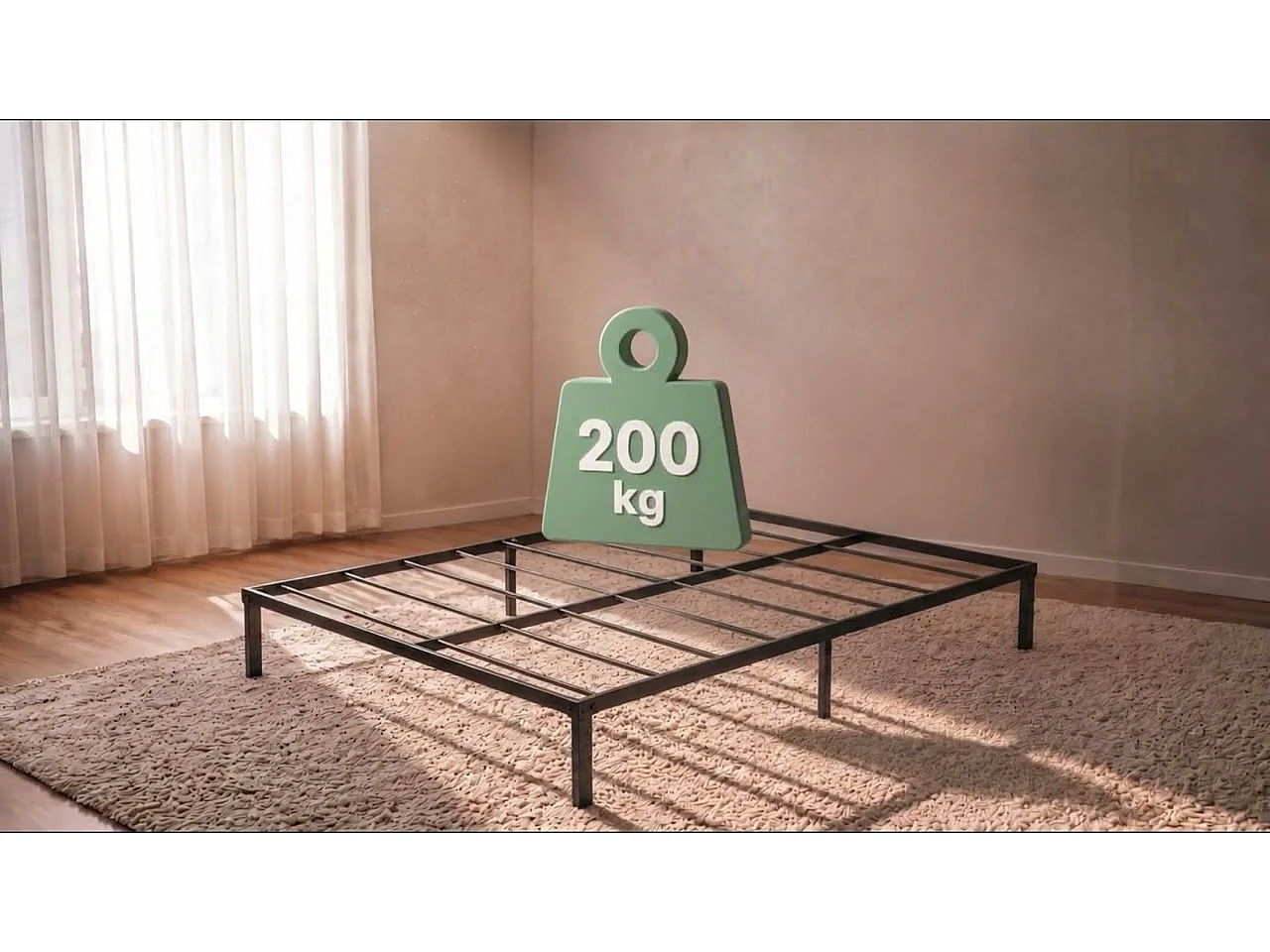 Lit en métal 160x200 cm avec Matelas Lit d'appoint pliant avec Cadre en Métal et Sommier à Lattes Noir 9 Pieds 20 Latters