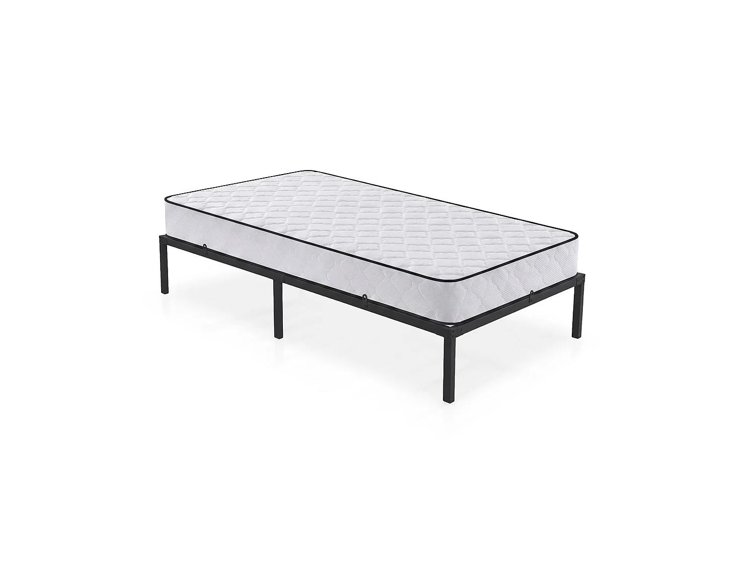 Klapbaar metalen bedframe met matras 100x200 cm Zwart Logeerbed Lattenbodem 6 poten 10 latten