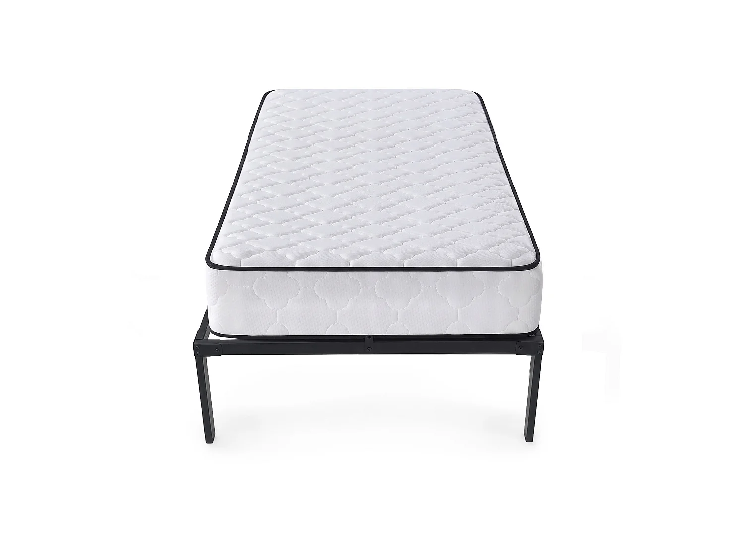 Klapbaar metalen bedframe met matras 100x200 cm Zwart Logeerbed Lattenbodem 6 poten 10 latten