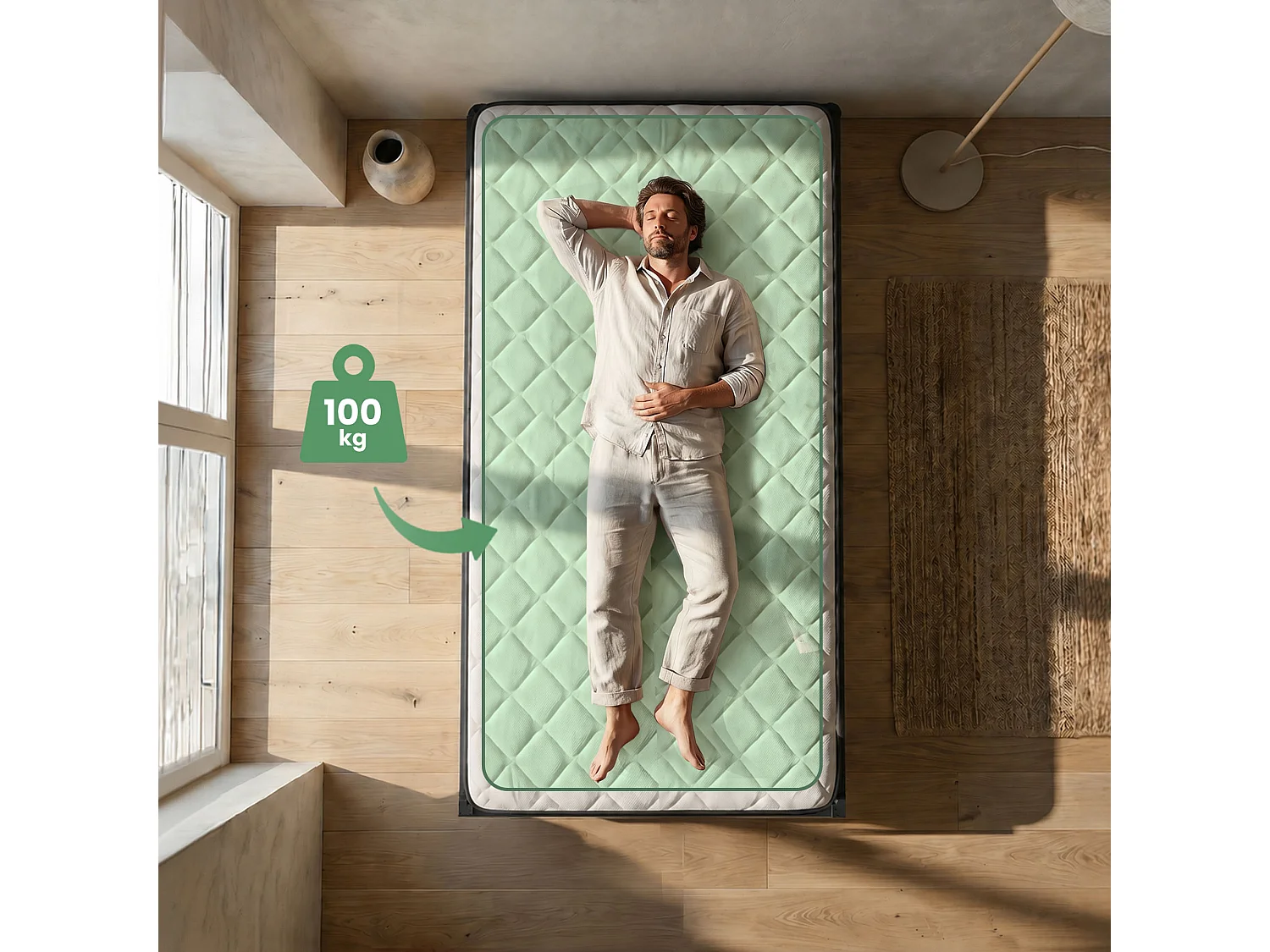 Klapbaar metalen bedframe met matras 100x200 cm Zwart Logeerbed Lattenbodem 6 poten 10 latten