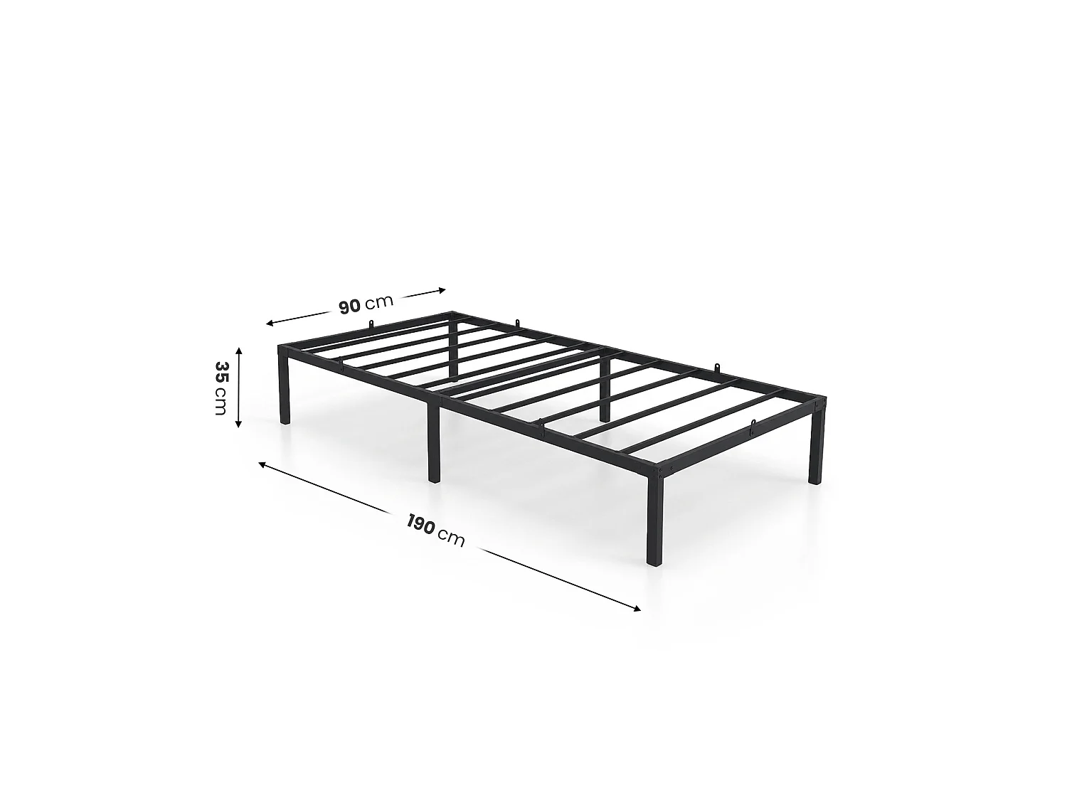 Klapbaar metalen bedframe 90x190 cm Zwart Logeerbed Lattenbodem 6 poten 10 latten