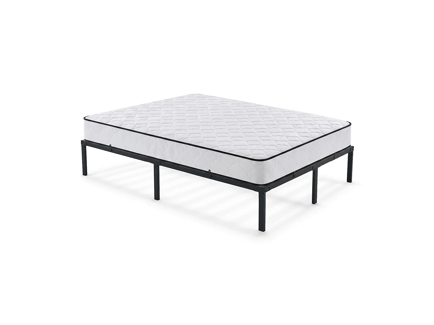 Klapbaar metalen bedframe met matras 120x200 cm Zwart Logeerbed Lattenbodem 9 poten 20 latten