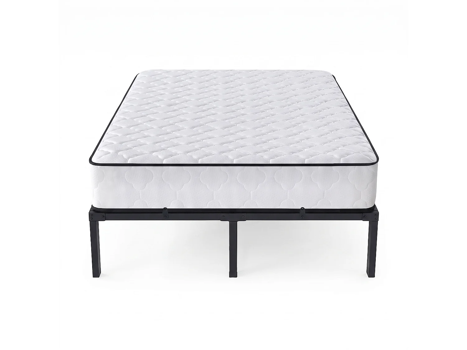 Klapbaar metalen bedframe met matras 120x200 cm Zwart Logeerbed Lattenbodem 9 poten 20 latten