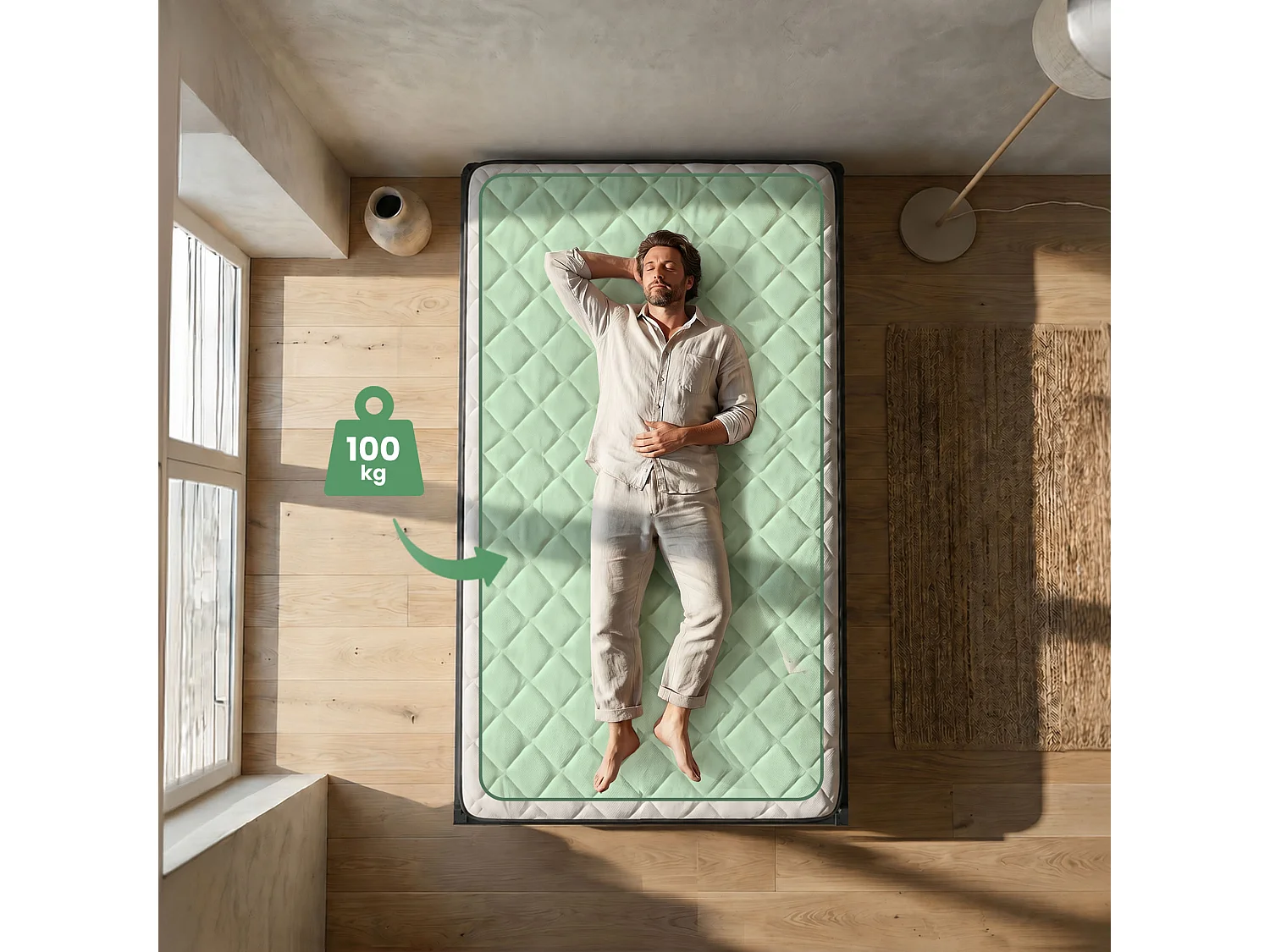 Klapbaar metalen bedframe met matras 120x200 cm Zwart Logeerbed Lattenbodem 9 poten 20 latten