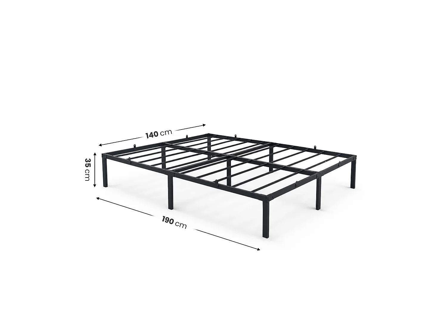 Klapbaar metalen bedframe 140x190 cm Zwart Logeerbed Lattenbodem 9 poten 20 latten