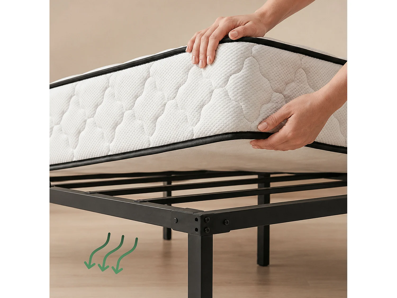 Klapbaar metalen bedframe 140x190 cm Zwart Logeerbed Lattenbodem 9 poten 20 latten