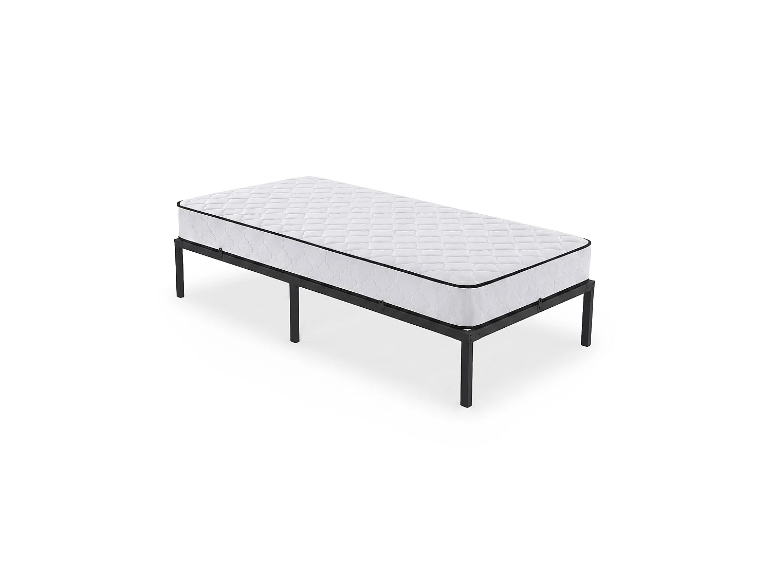 Klapbaar metalen bedframe met matras 90x200 cm Zwart Logeerbed Lattenbodem 6 poten 10 latten