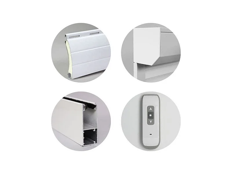 Volet roulant motorisé PVC FRANCE COMBI 220 x 120 cm - Blanc satiné (RAL 9016) - Télécommande radio