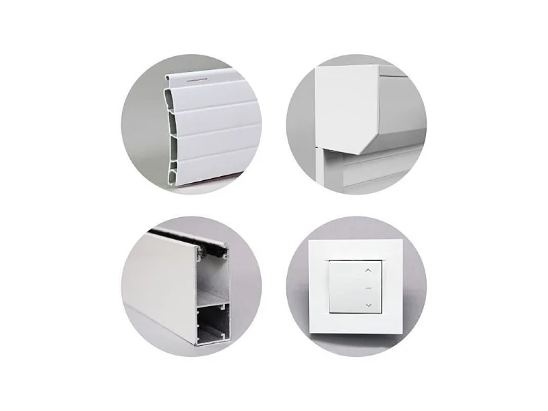 Motorisierter PVC-Doppelwand-Rolladen - Weiß - Verstellbare Breite und Höhe - H140 x L150 cm