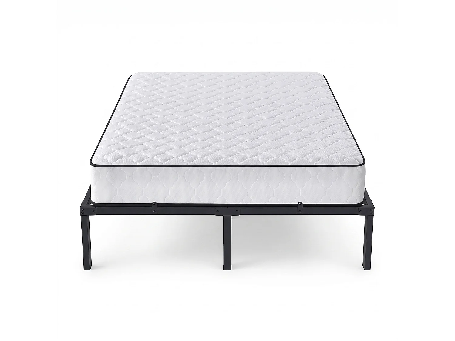 Klapbaar metalen bedframe met matras 140x190 cm Zwart Logeerbed Lattenbodem 9 poten 20 latten