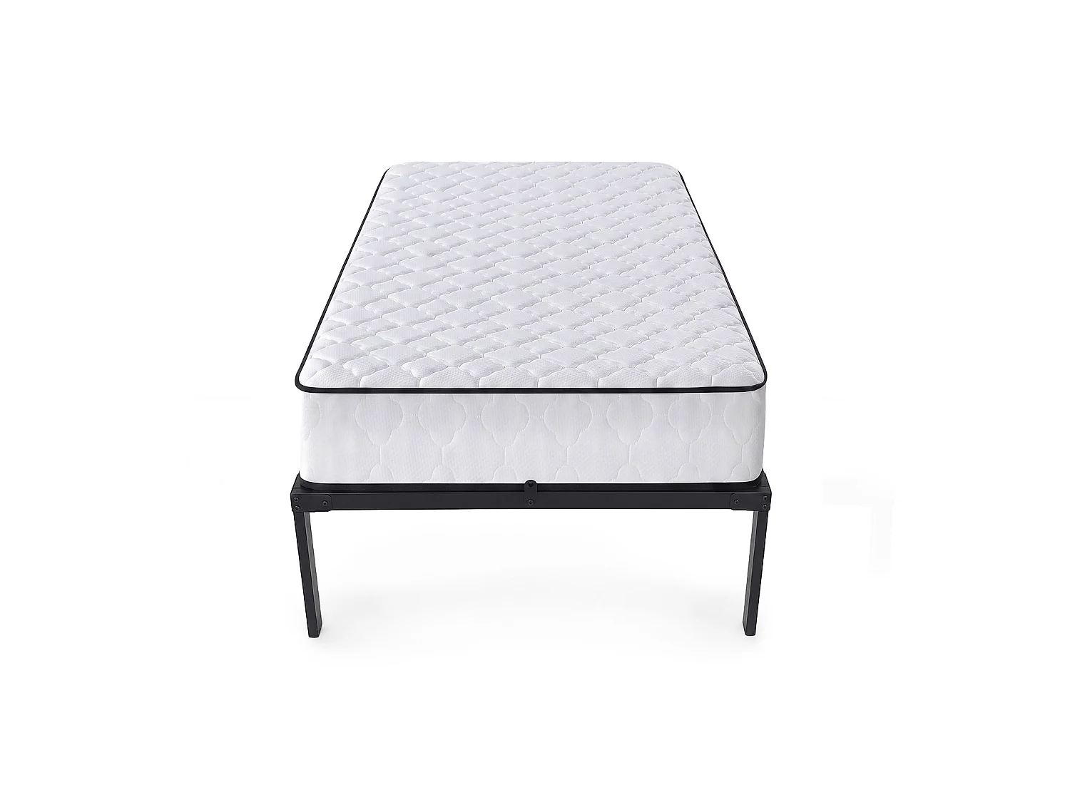 Klapbaar metalen bedframe met matras 90x190 cm Zwart Logeerbed Lattenbodem 6 poten 10 latten