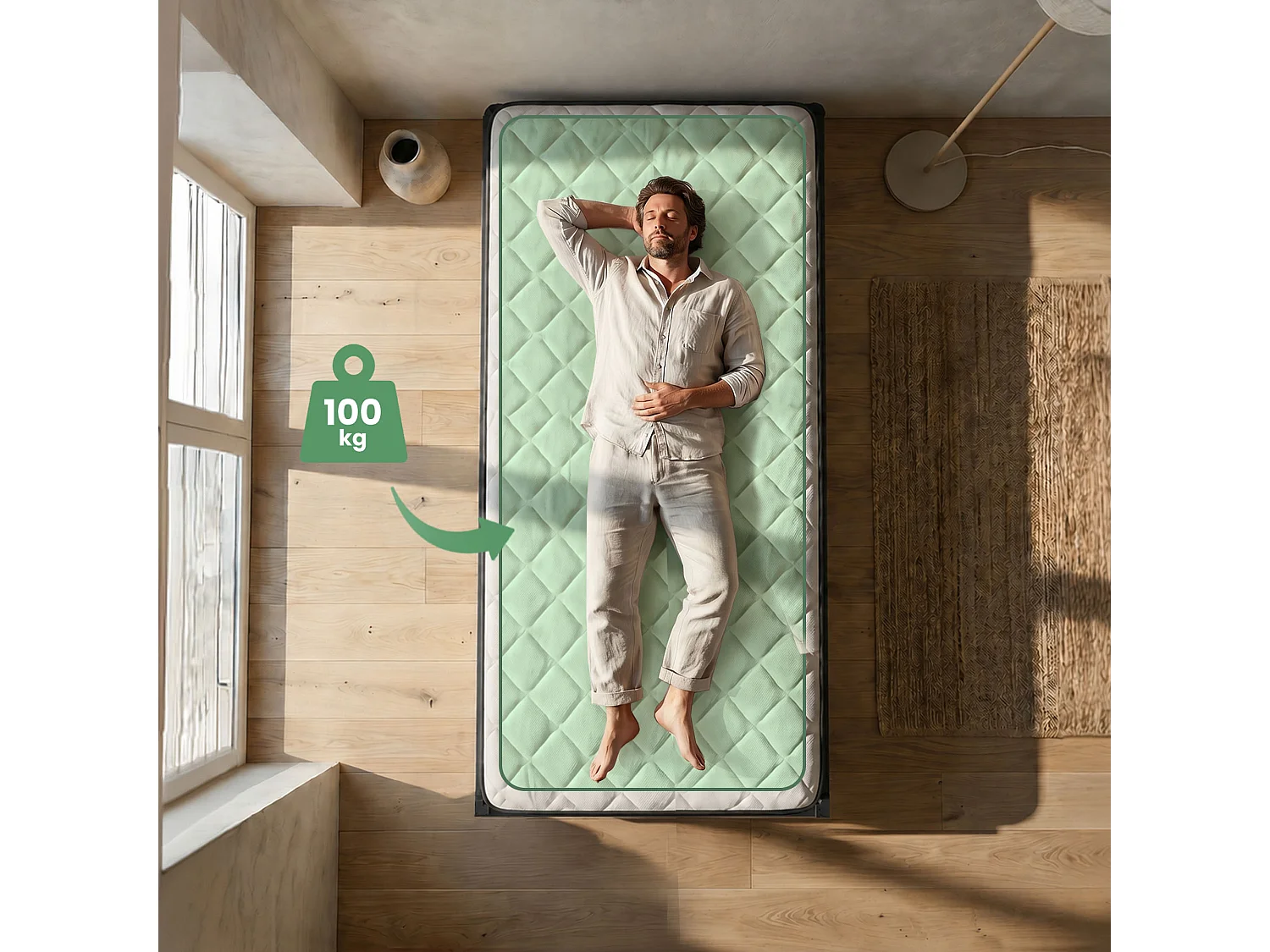 Klapbaar metalen bedframe met matras 90x190 cm Zwart Logeerbed Lattenbodem 6 poten 10 latten