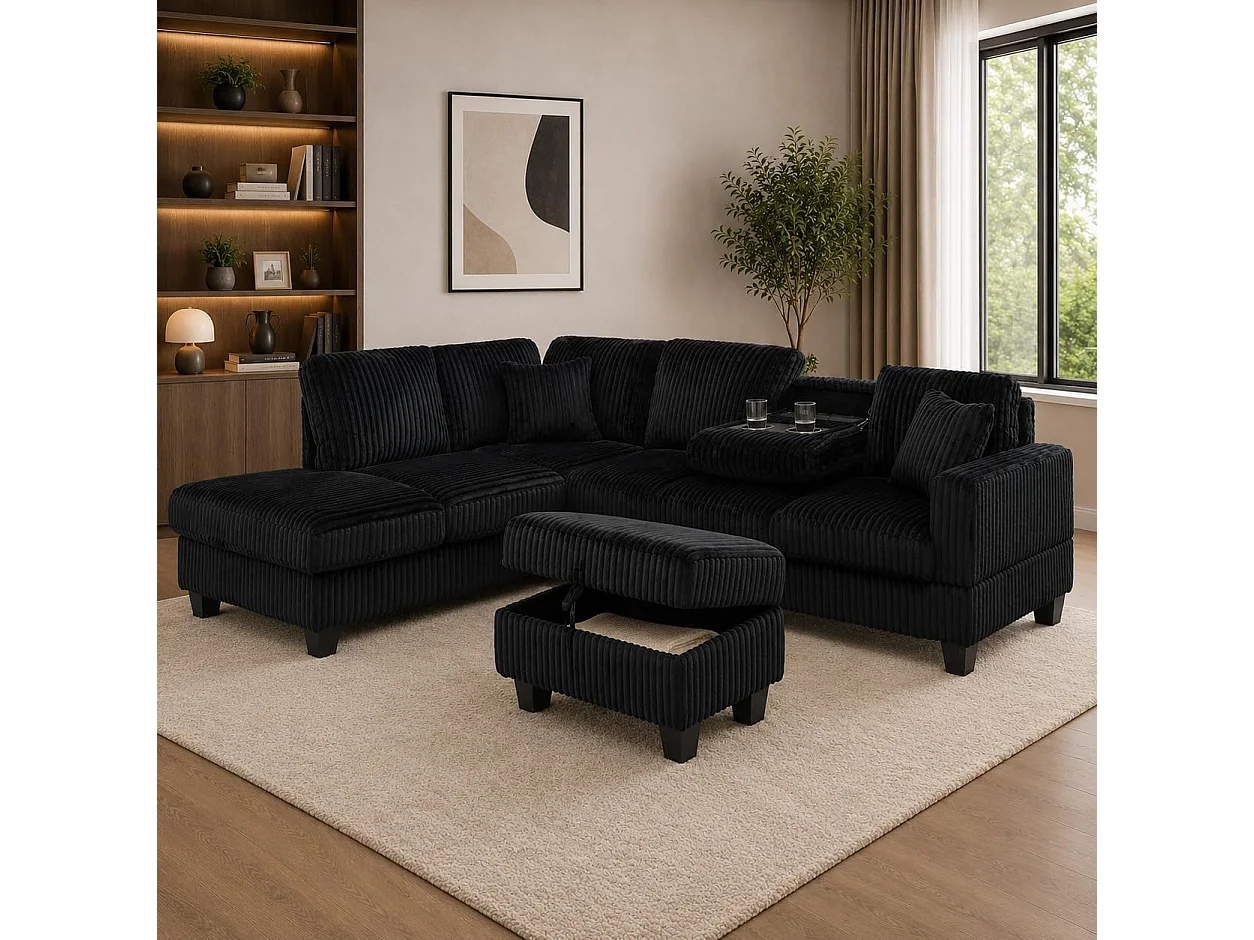 Vienna LHF Corner Sofa with Ottoman & Drop Down Table