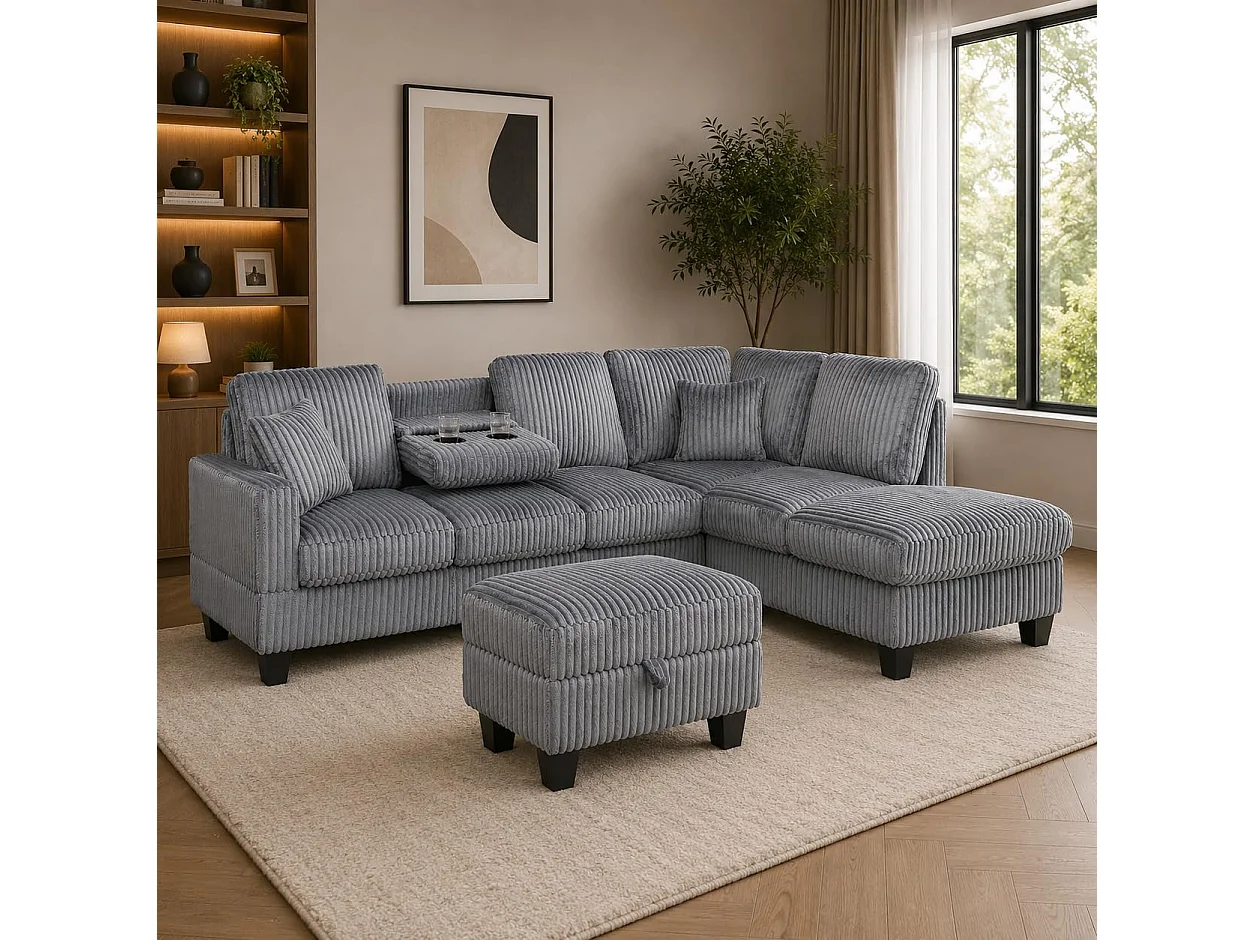 Vienna RHF Corner Sofa with Ottoman & Drop Down Table