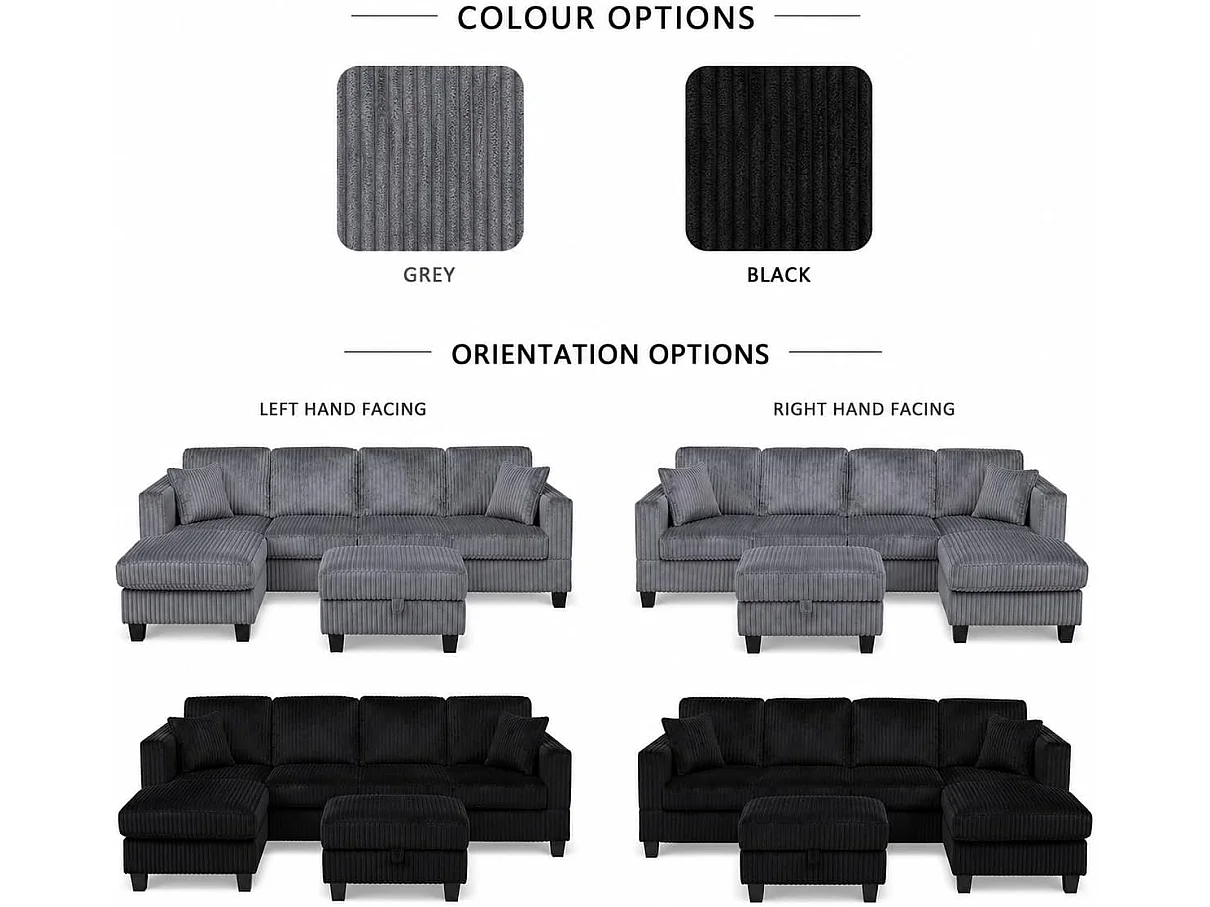 Vienna RHF Corner Sofa with Ottoman & Drop Down Table