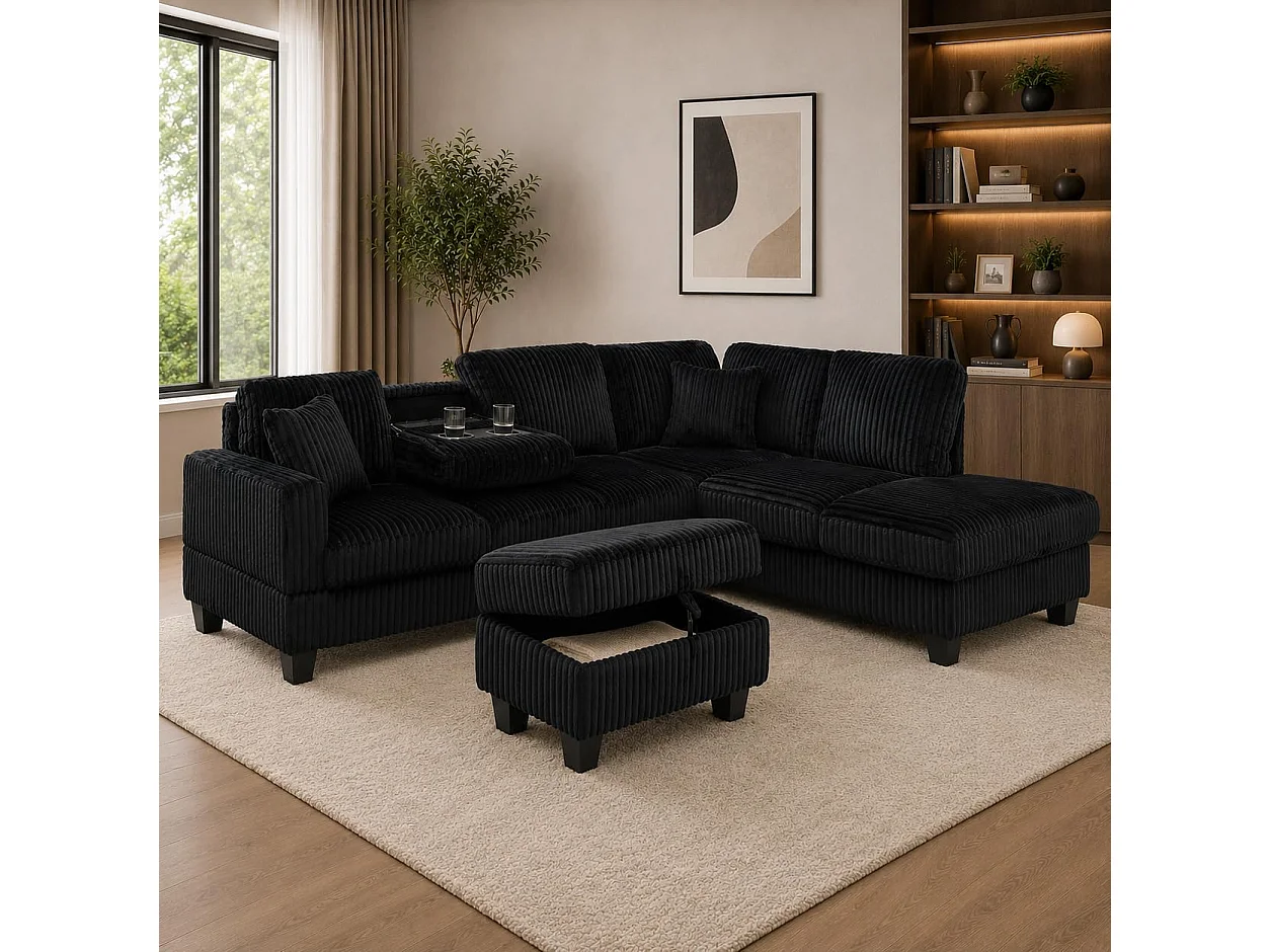 Vienna RHF Corner Sofa with Ottoman & Drop Down Table