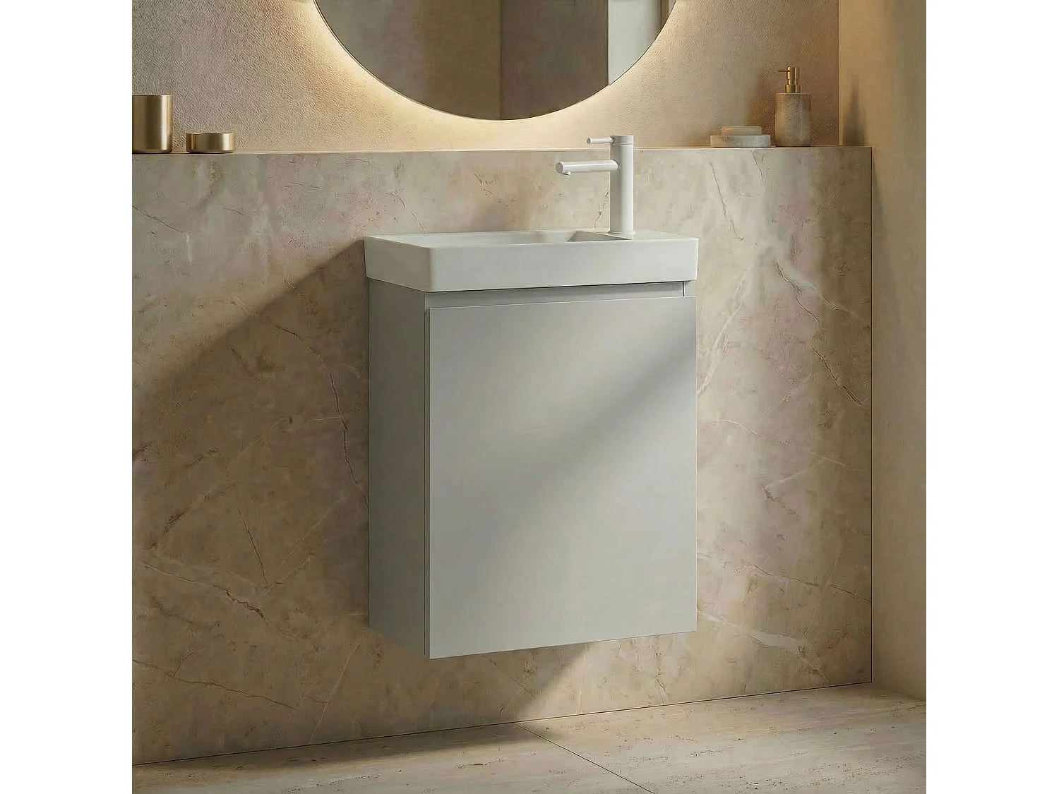 Meuble Vasque "Ferla 40" - 40 x 22 x 50 cm - Matte Cashmere