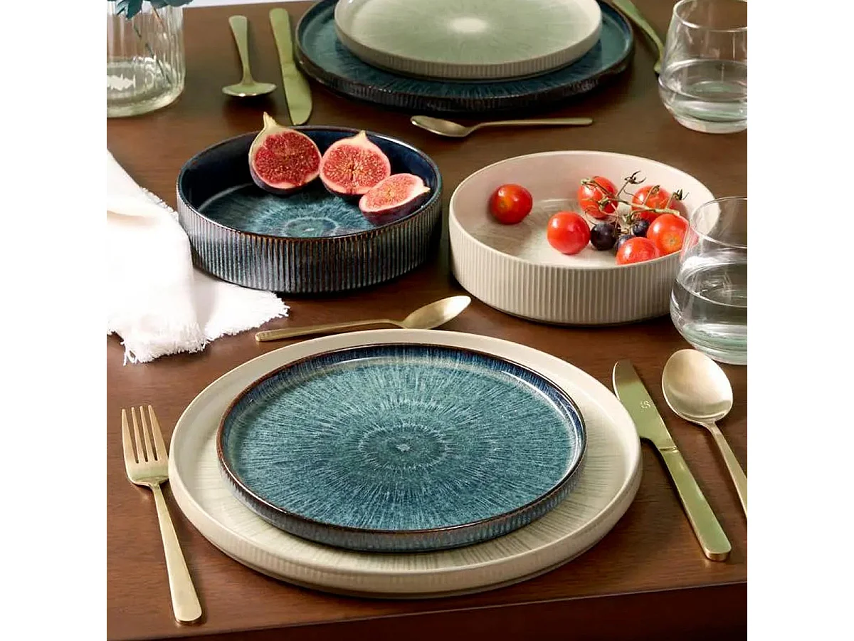 Lot de 6 Assiettes à Dessert "Eva" 21cm Bleu