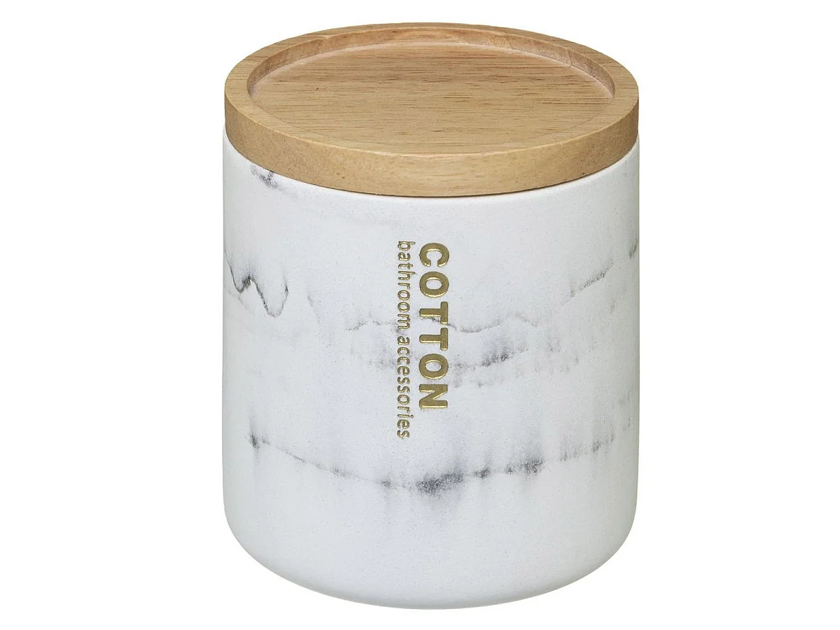 Pot à Coton en Bambou "Léa" 10cm Blanc