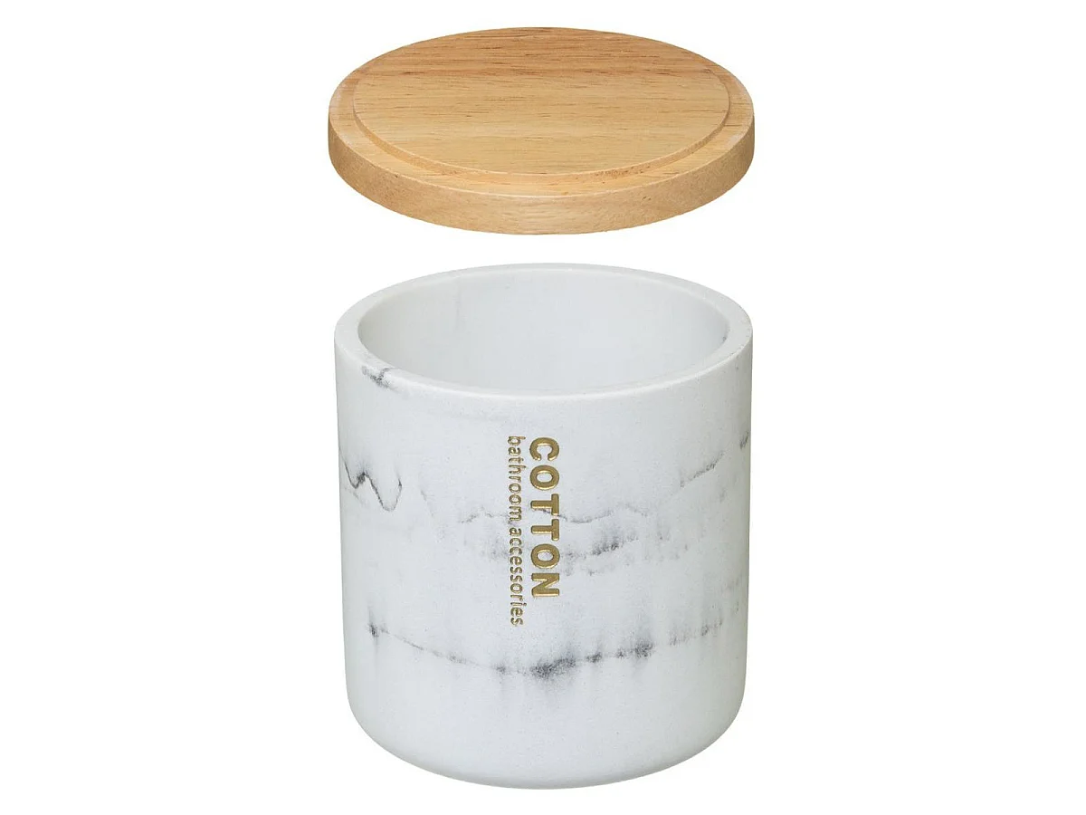 Pot à Coton en Bambou "Léa" 10cm Blanc