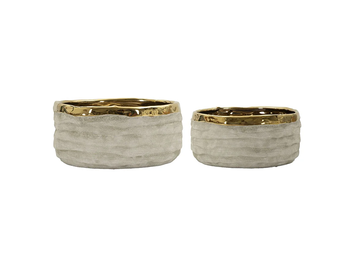 Lot de 2 Cache-Pots Bas "Lima" 22cm Gris