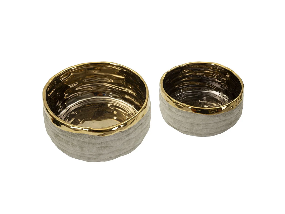 Lot de 2 Cache-Pots Bas "Lima" 22cm Gris