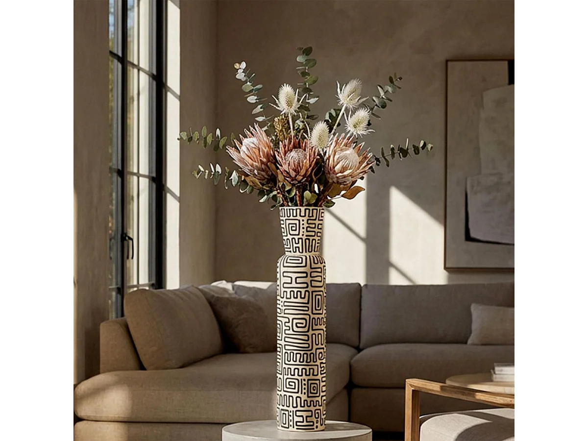 Vase Design "Nairobi" 65cm Blanc & Noir