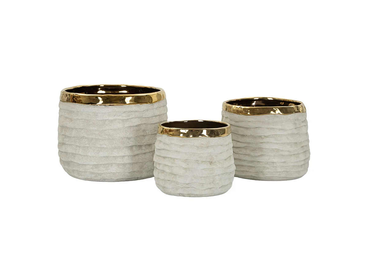 Lot de 3 Cache-Pots "Lima Alti" 23cm Gris