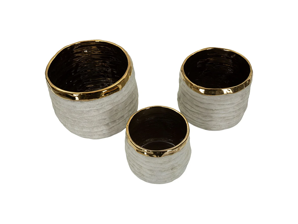 Lot de 3 Cache-Pots "Lima Alti" 23cm Gris