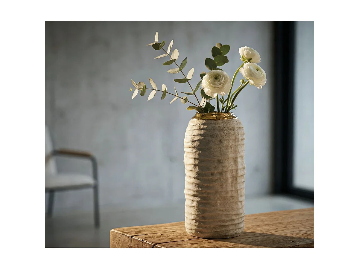 Vase Design en Céramique "Lima" 25cm Gris