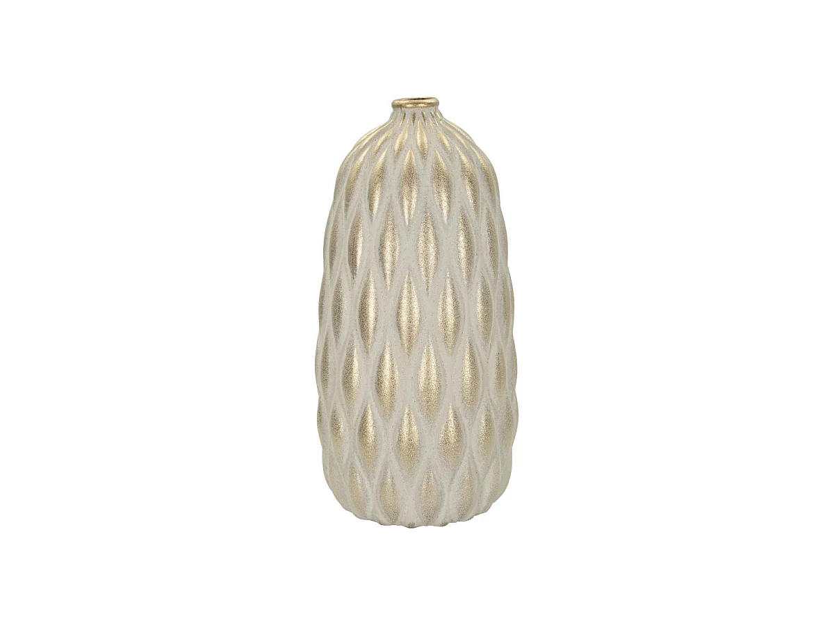 Vase Déco en Céramique "Pepitas" 44cm Gris & Or